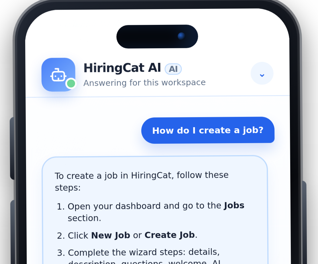 HiringCat AI assistant on phone